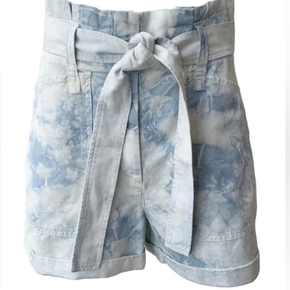 A.L.C. Davison Linen Blend Paper Bag Tie-Dye Shorts Size 8